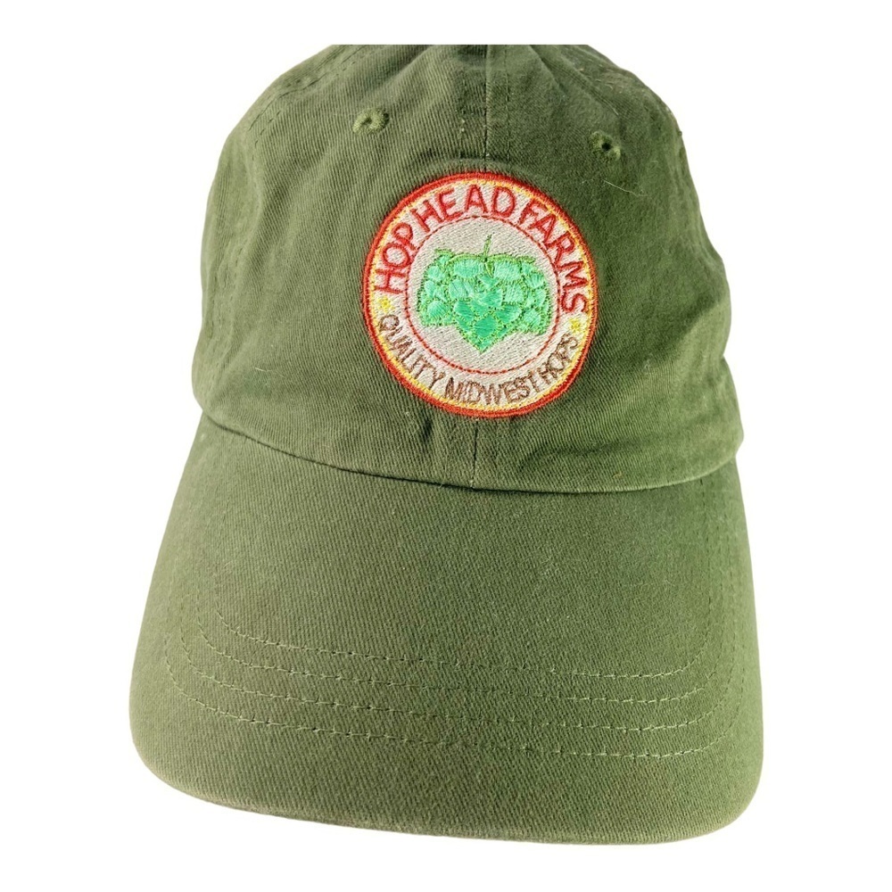 Hop Head Farms large patch green embroidered hops strapback hat